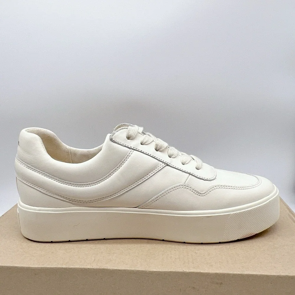Vince Warren Court Women's Platform Sneakers Shoes White Leather Lace Up US 9